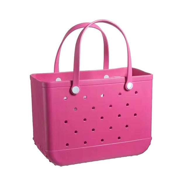 Pink rubber beach bag