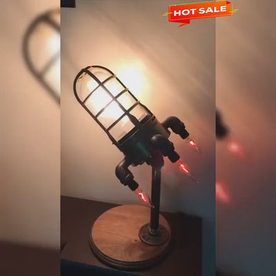 Vintage Steampunk Rocket Table Lamp